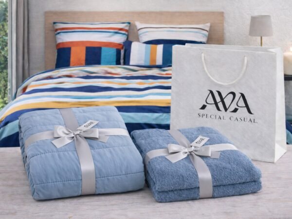 מארז מצעים זוגיים ANDERS , שמיכה זוגית  MILA JEANS, סט מגבות