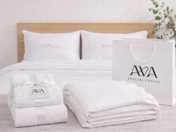 מארז מצעים זוגיים BOSTON , שמיכה זוגית  BURKHAM OFF WHITE, סט מגבות