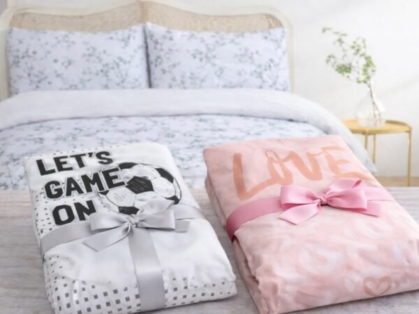 מארז מצעים זוגיים FLORENCE , מצעים לבת LOVE  , מצעים לבן  GAME ON