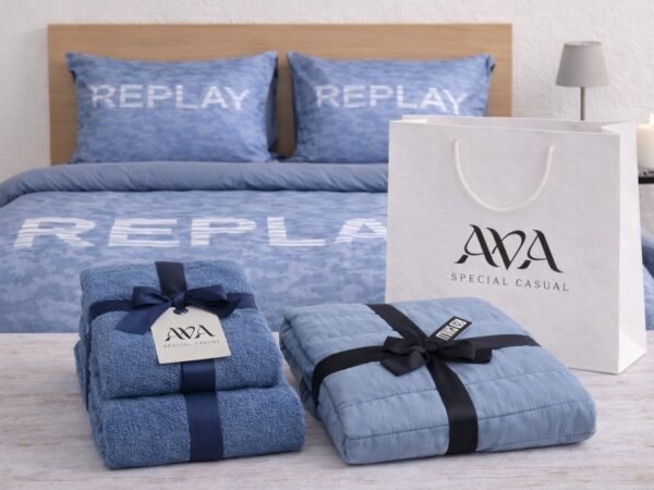 מארז מצעים זוגיים MIAMI , שמיכה זוגית  MILA JEANS, סט מגבות