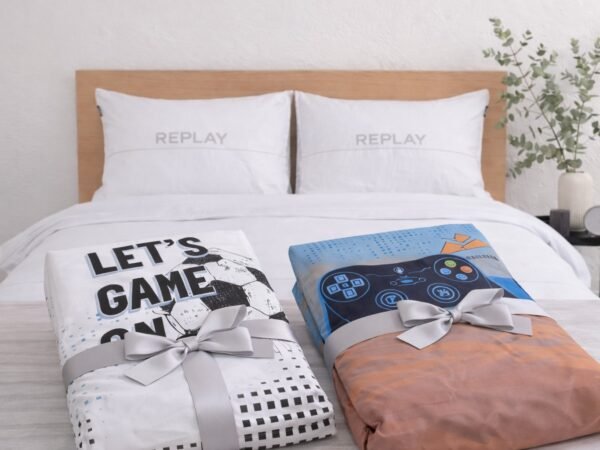 מארז מצעים זוגיים BOSTON , מצעים לבן GAMING  , מצעים לבן  GAME ON