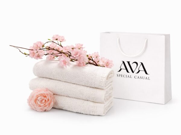 סט מגבות פנינה עם נר פרח ורוד