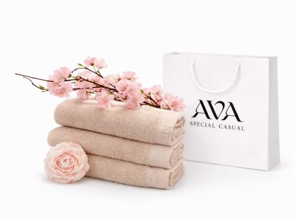 סט מגבות ורוד עם נר פרח ורוד